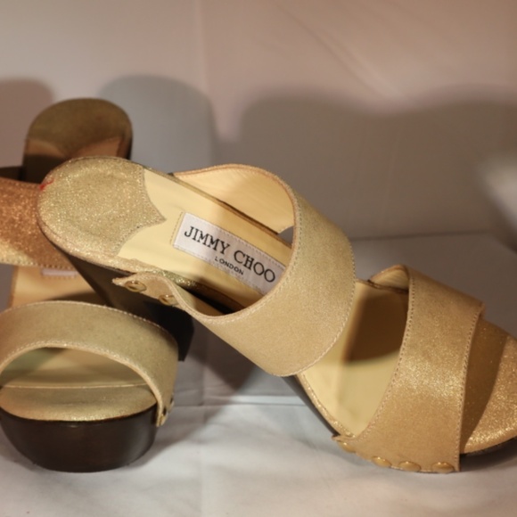 Jimmy Choo Platform Sandal - Gold Metallic Suede - Size 38 - Picture 2 of 6